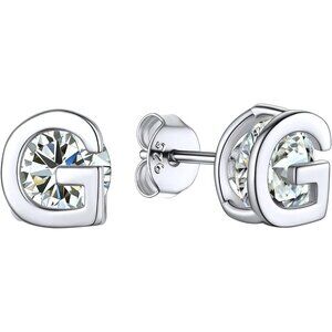 Earrings for  Teen Girl, Yellow Gold/Rose Gold Plated Solid Silver A-Z  Letter